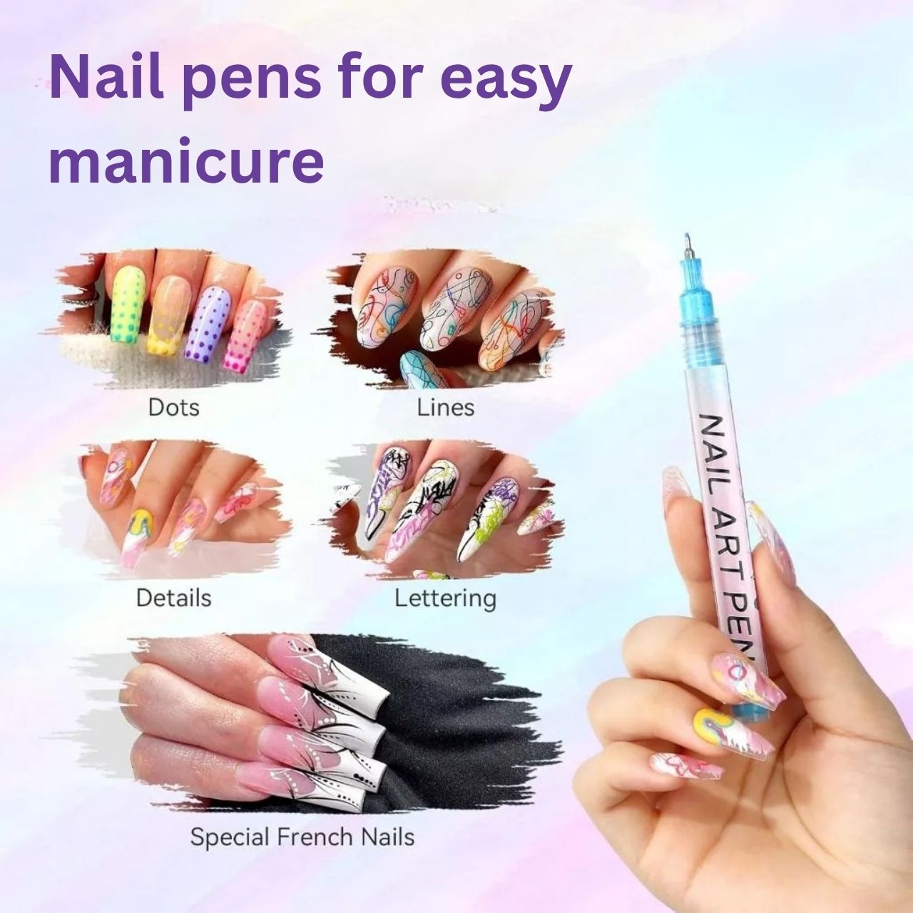 Set de pixuri colorate pentru pictat unghii, ArtNails - Image 8
