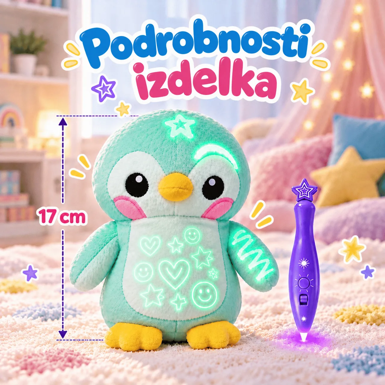 Pinguin de pluș fosforescent, BestFriend - Image 3