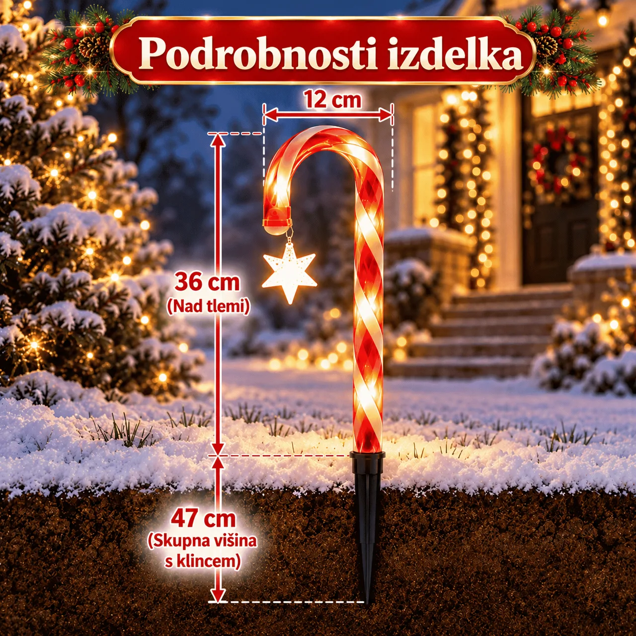 Bastonașe LED de Crăciun în formă de acadea, CaneLights - Image 3