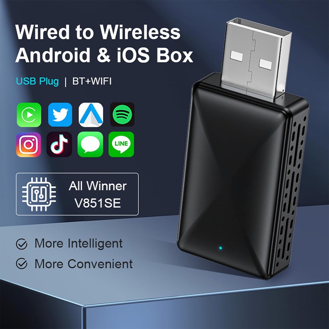 CarPlay, stick USB pentru conectivitate wireless a mașinii cu Apple CarPlay și Android Auto