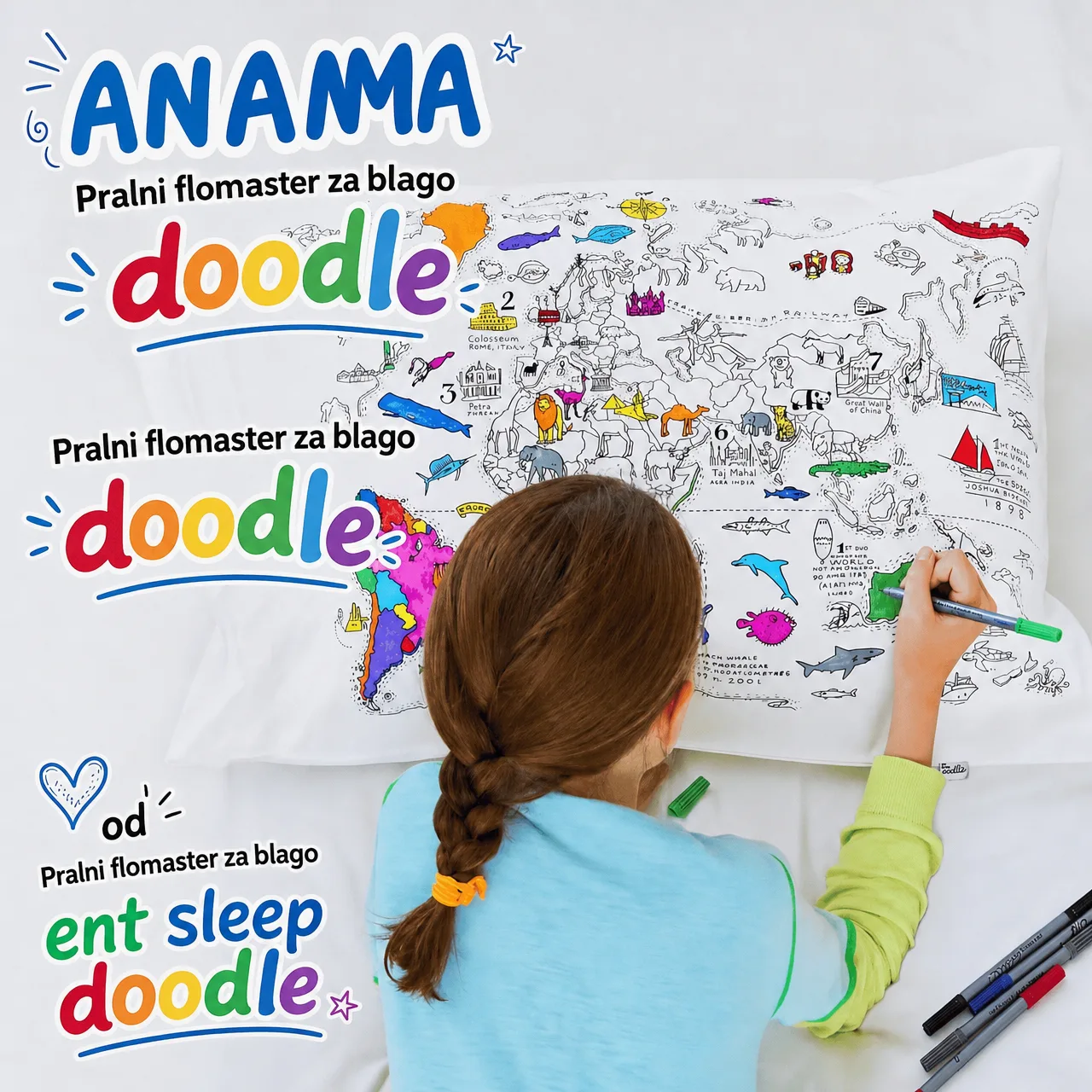 Colorează-ți perna – Harta lumii, ColoringPillow - Image 6