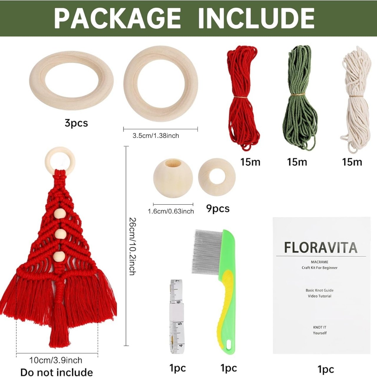 CraftKit, kit de ornamente de Crăciun din macrame - Image 4