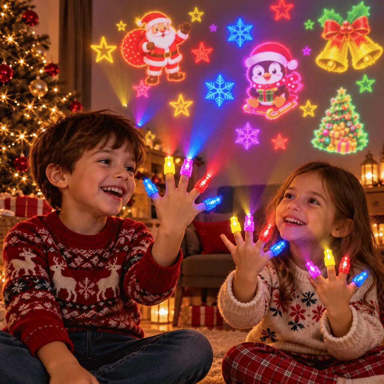 Proiectoare LED pentru degete cu modele de Crăciun, FunLights - Image 5