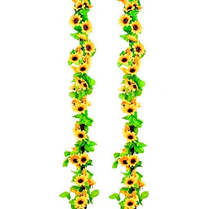GarlandSunflower, ghirlandă artificială de floarea soarelui cu aspect natural (set de 2 bucăți)