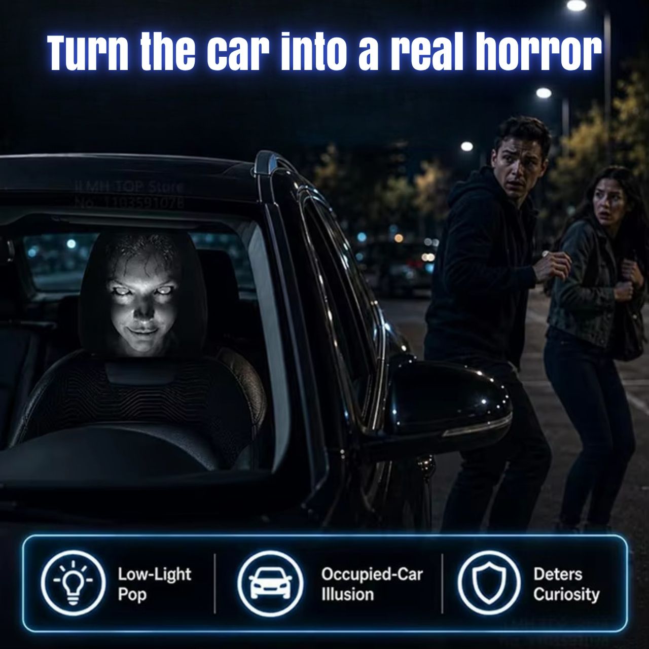 Husă înfricoșătoare pentru tetieră auto (1+1 GRATUIT), GhostFace - Image 5