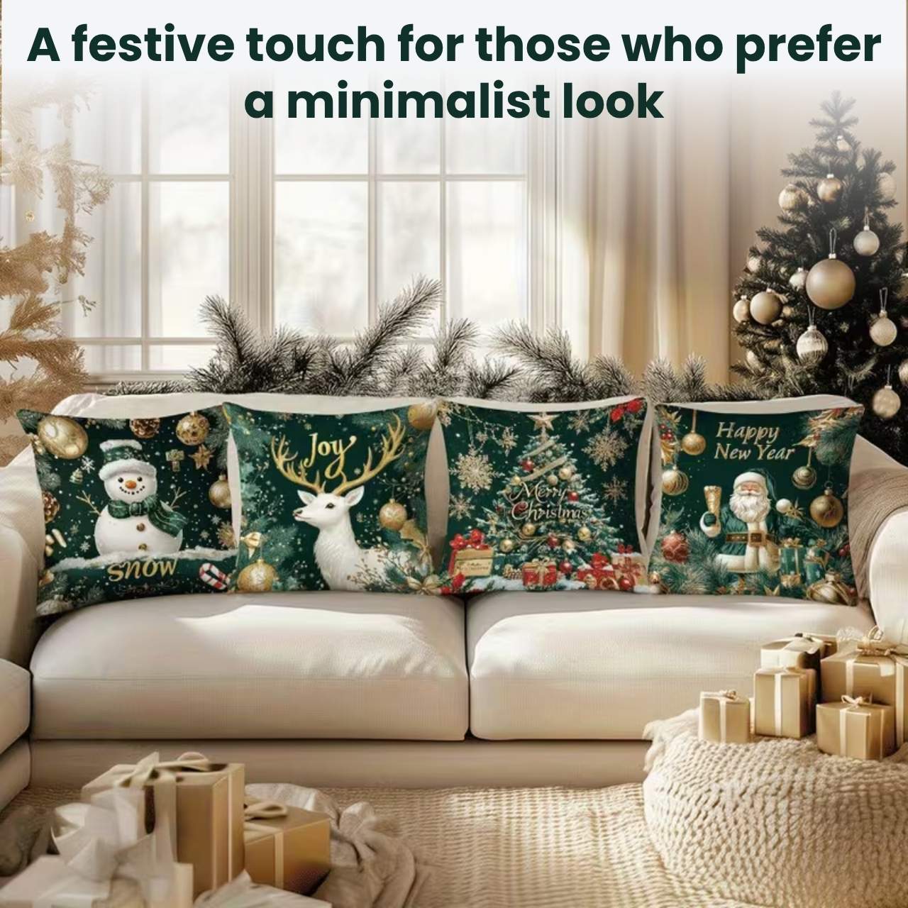 Huse pentru perne de Crăciun (4 bucăți), GreenXmass - Image 6