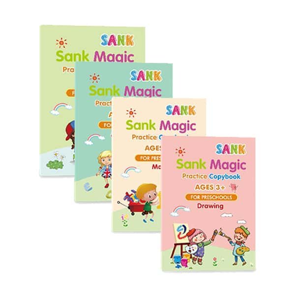 KidBook – 4 caiete de lucru cu stilou magic cu cerneală care dispare - Image 1