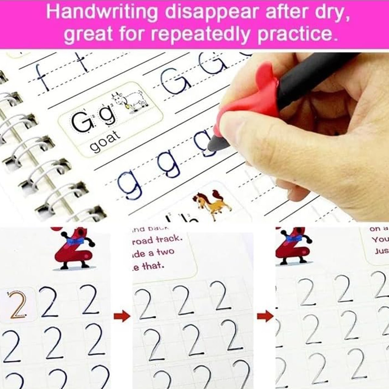 KidsBundle, tabletă LED și 4 caiete de lucru magice pentru învățarea scrisului și desenului - Image 5