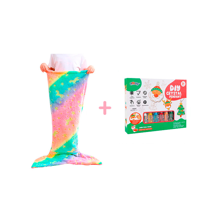 MermaidArtCraft, set cadou cu o pătură pentru fetițe și un set de pandantive de Crăciun GRATUIT