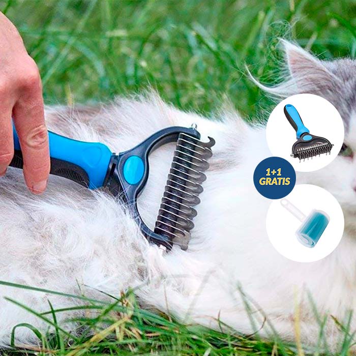 PetBundle, perie cu două fețe pentru năpârlire + rolă de îndepărtare a părului GRATIS - Image 2