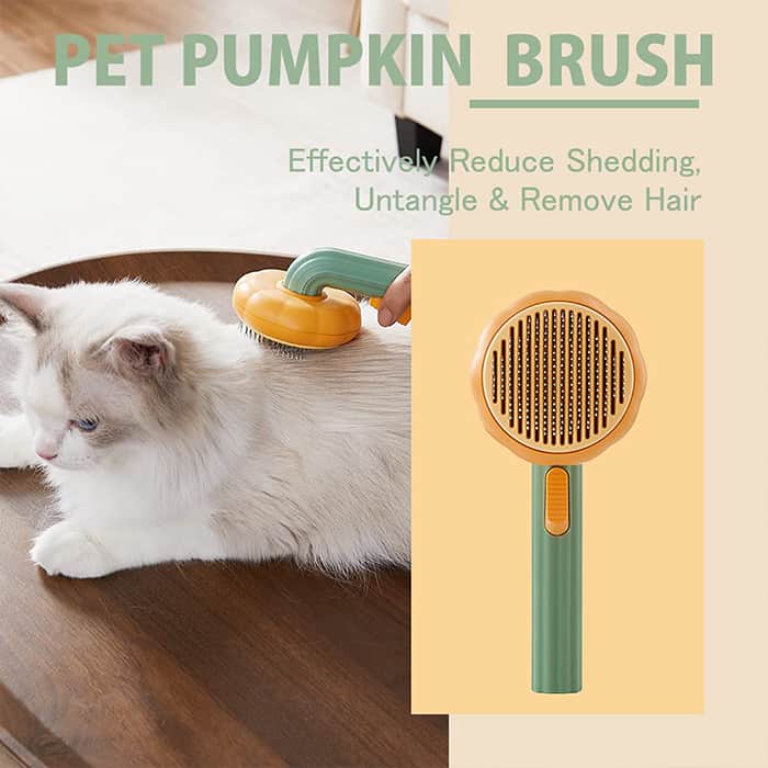 PumpkinComb, perie pentru animale de companie, cu buton, pentru o curățare ușoară - Image 6