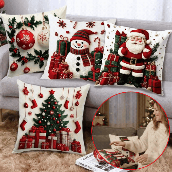 Huse pentru perne de Crăciun (4 bucăți), RedXmass - Image 1