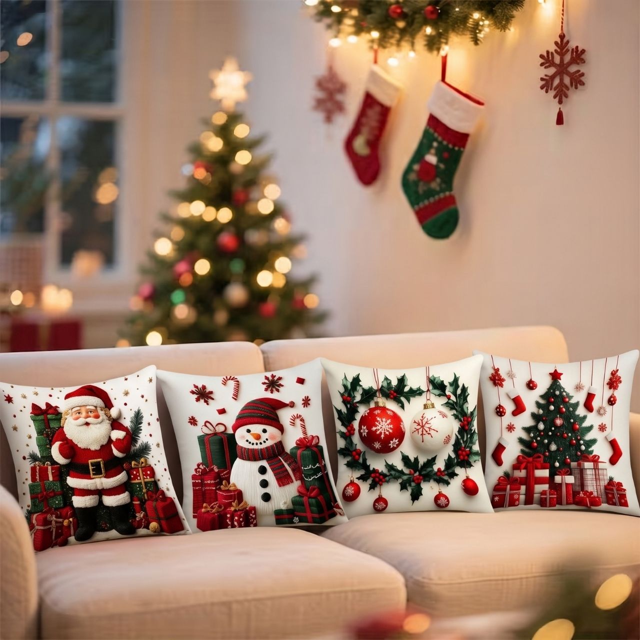 Huse pentru perne de Crăciun (4 bucăți), RedXmass - Image 10