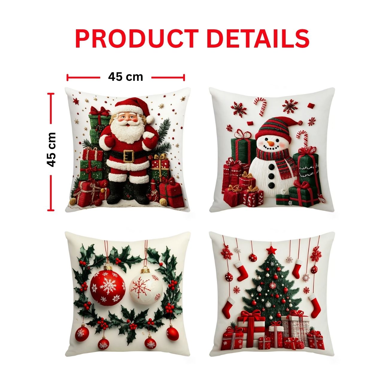 Huse pentru perne de Crăciun (4 bucăți), RedXmass - Image 5