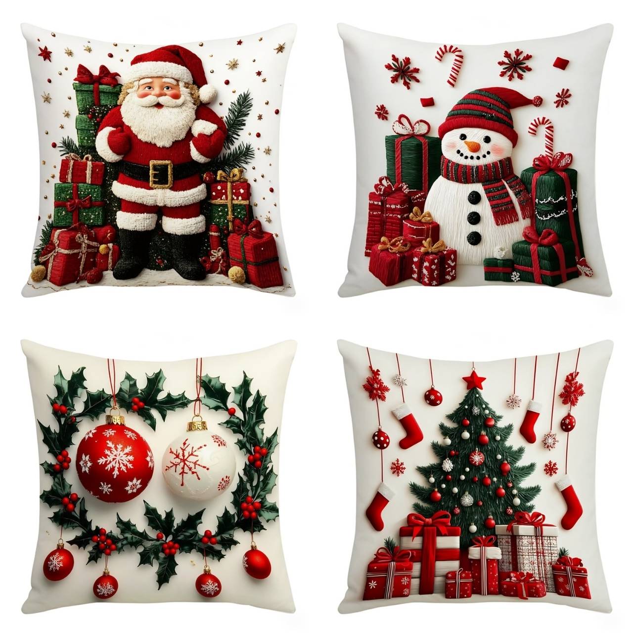Huse pentru perne de Crăciun (4 bucăți), RedXmass - Image 8