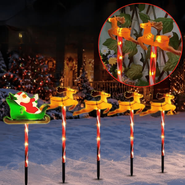 Decorațiune de Crăciun pentru grădină cu Moș Crăciun și reni, ReinDeers - video