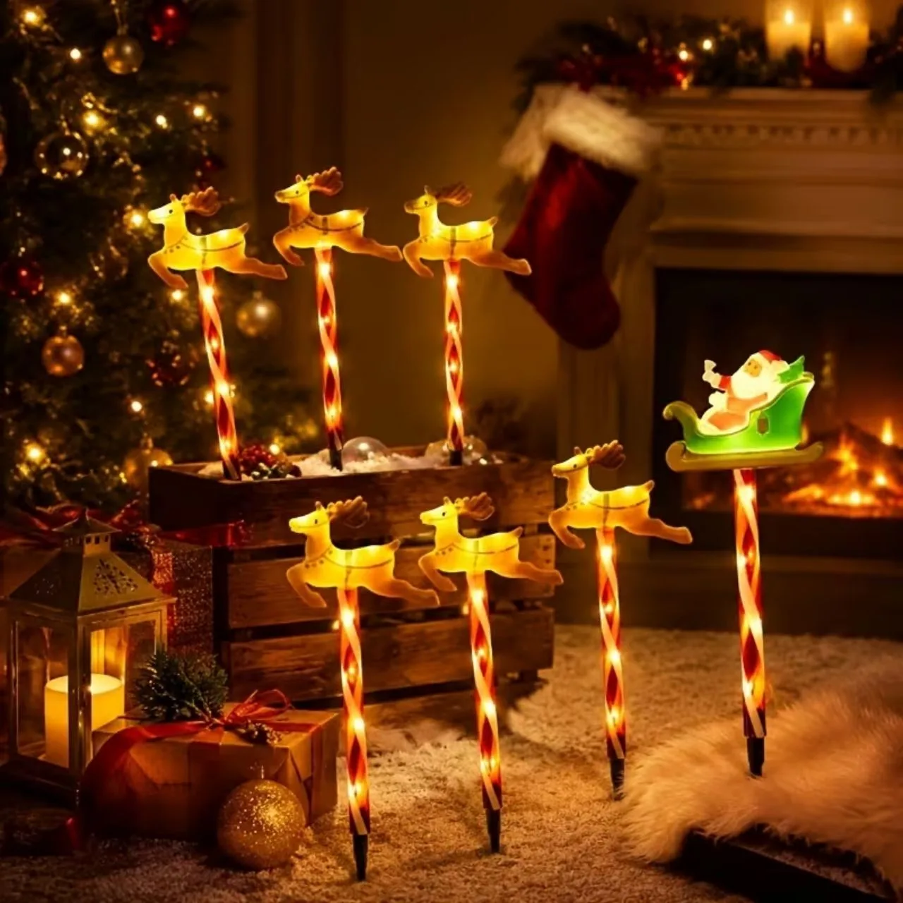 Decorațiune de Crăciun pentru grădină cu Moș Crăciun și reni, ReinDeers - Image 2