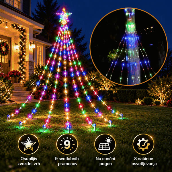 Instalație luminoasă festivă cu stea, Starsy - video