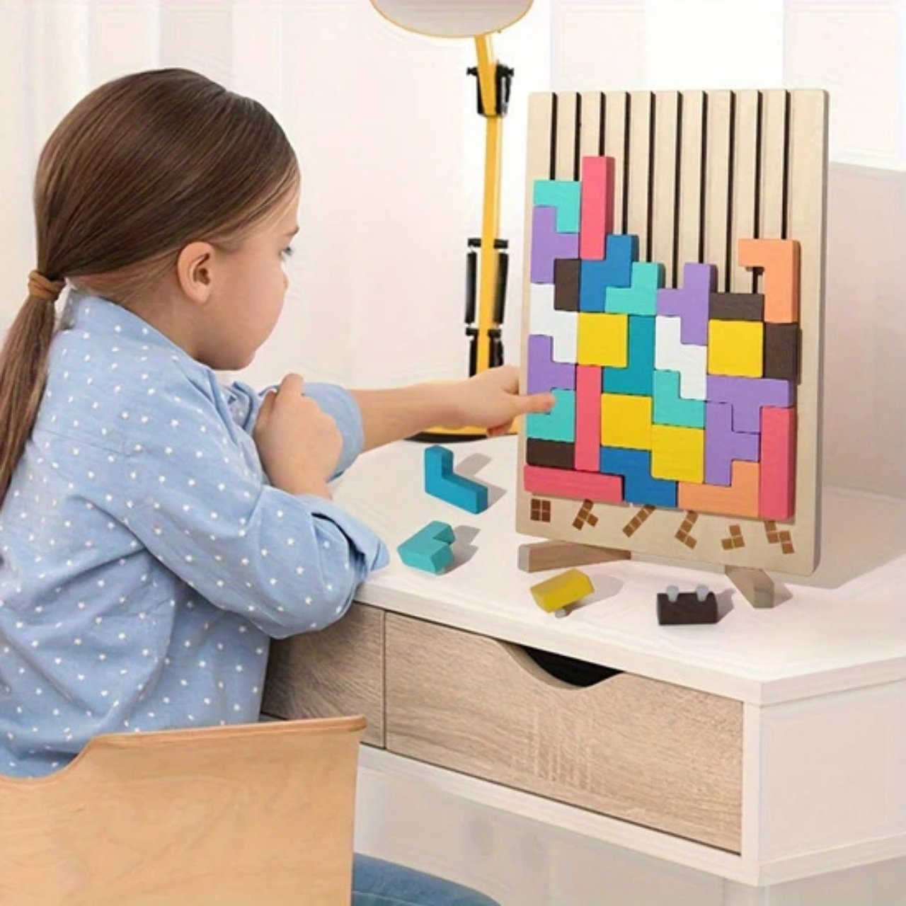 Tetris, jucărie didactică din lemn