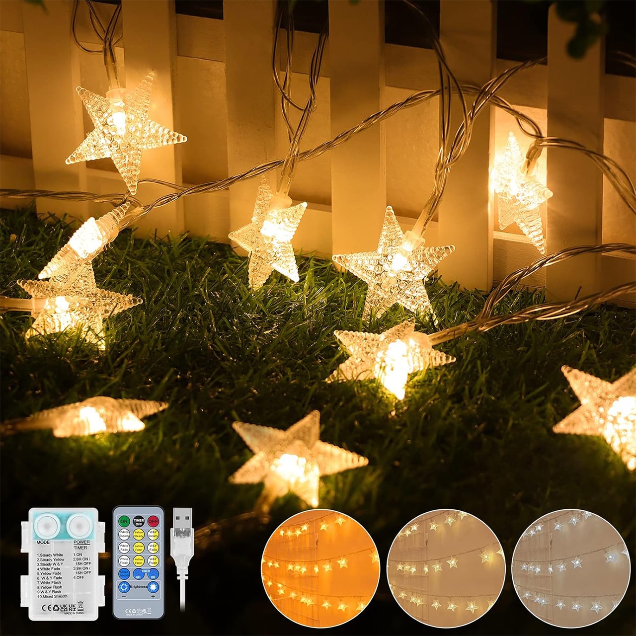 Twinkles, lanț de lumini cu lumini în formă de stea (6 m) - Image 2