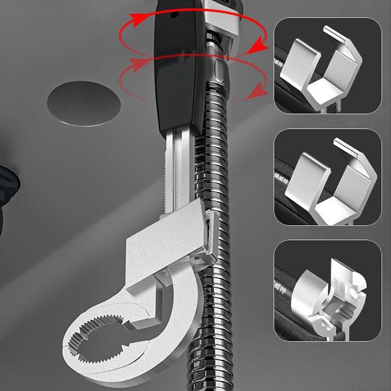 Cheia universală 3 în 1 include 3 accesorii interschimbabile!