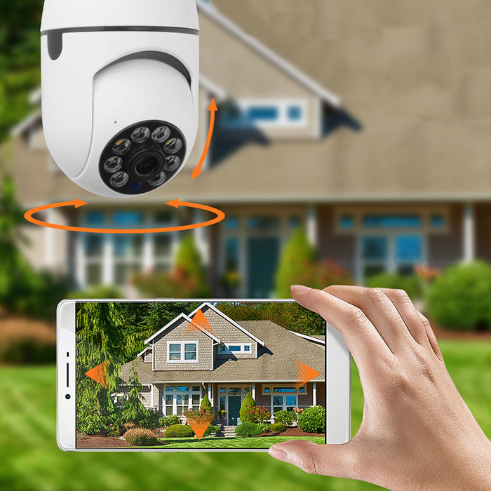 Camera se rotește la 360° pe orizontală și la 90° pe verticală - puteți roti camera prin intermediul telefonului și se va roti automat atunci când detectează mișcare!