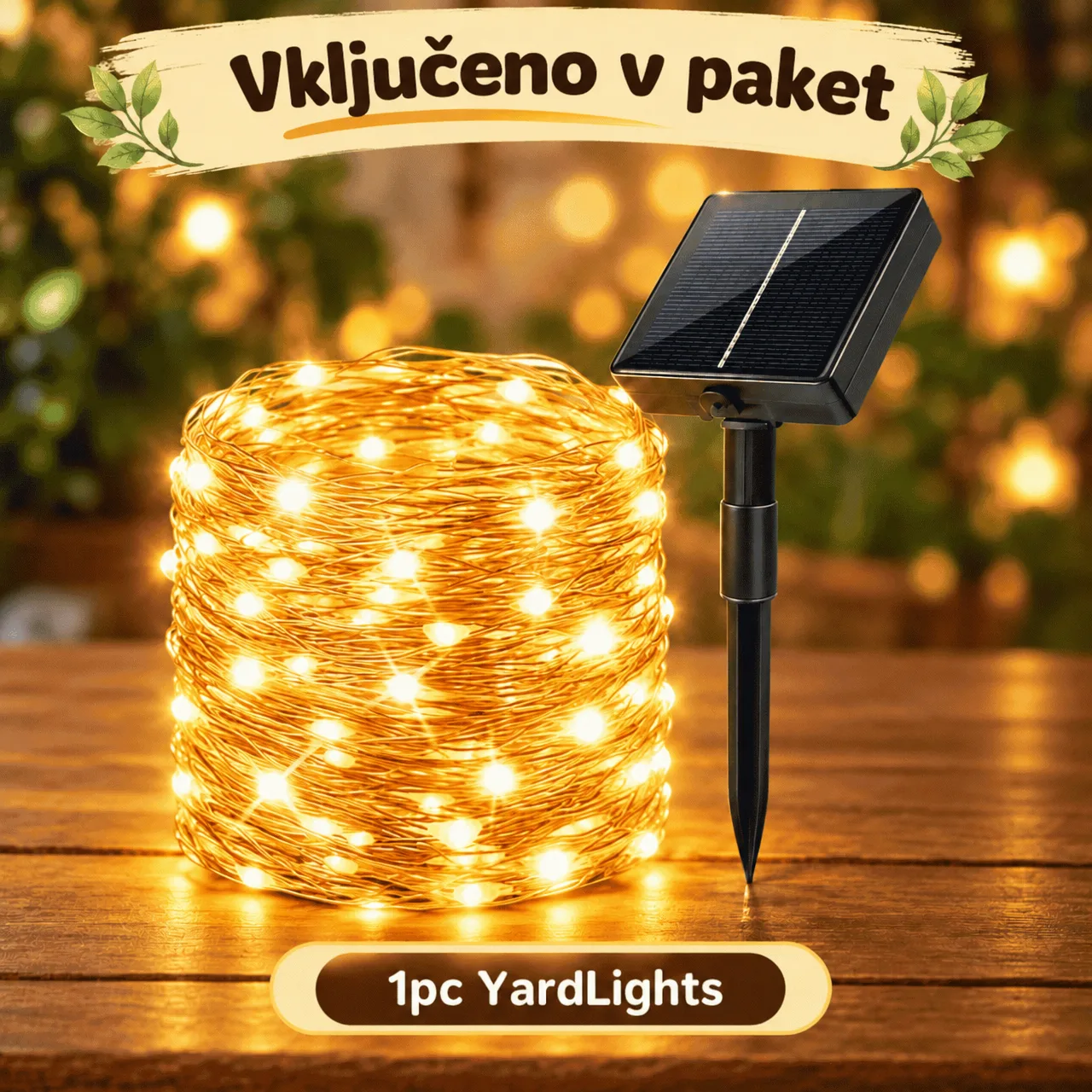 Instalație luminoasă LED solară (12 m), YardLights - Image 1